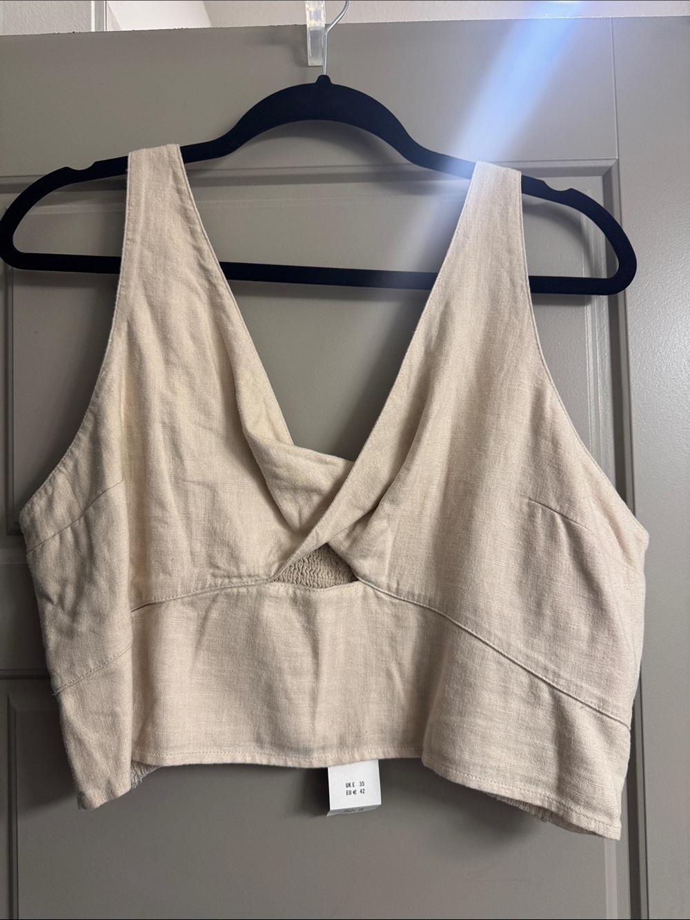 Abercrombie & Fitch Cream Sleeveless Wrap-Front Crop Top